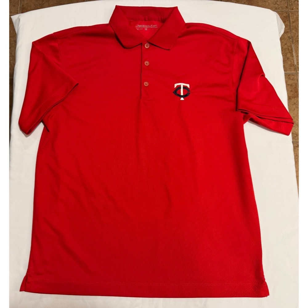 Minnesota Twins Nike Golf Dri-Fit Polo Shirt - Red - Size M - 100% Polyester